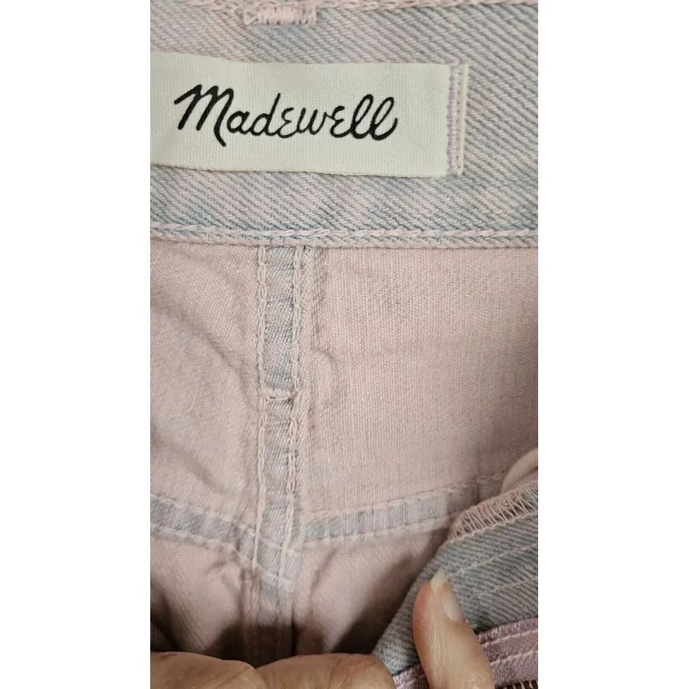Madewell The MOMJEAN‎ Crop Jean 27 Pink Blue Tie Dye 5 POCKETS